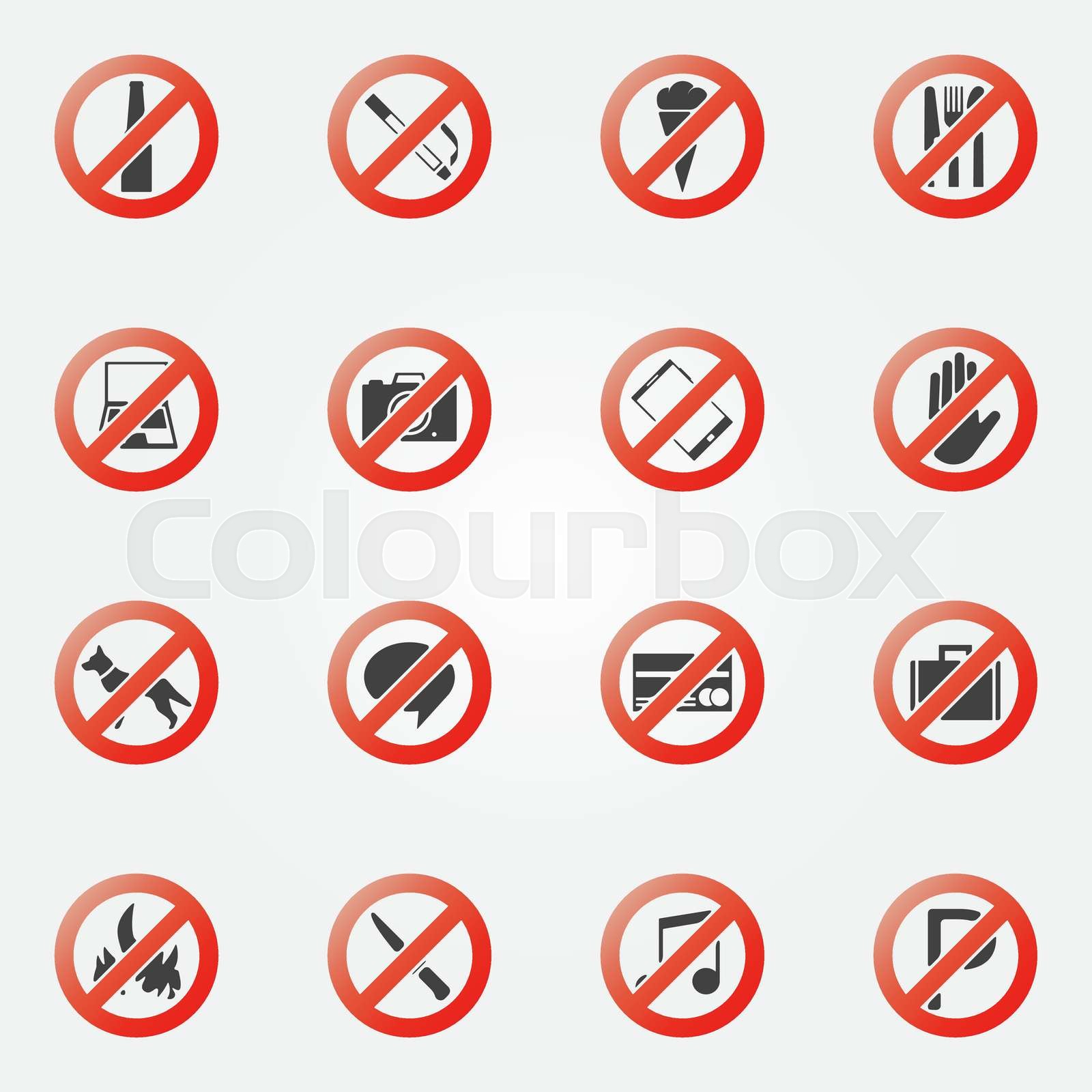 Prohibited or restriction icons set | Stock vector | Colourbox