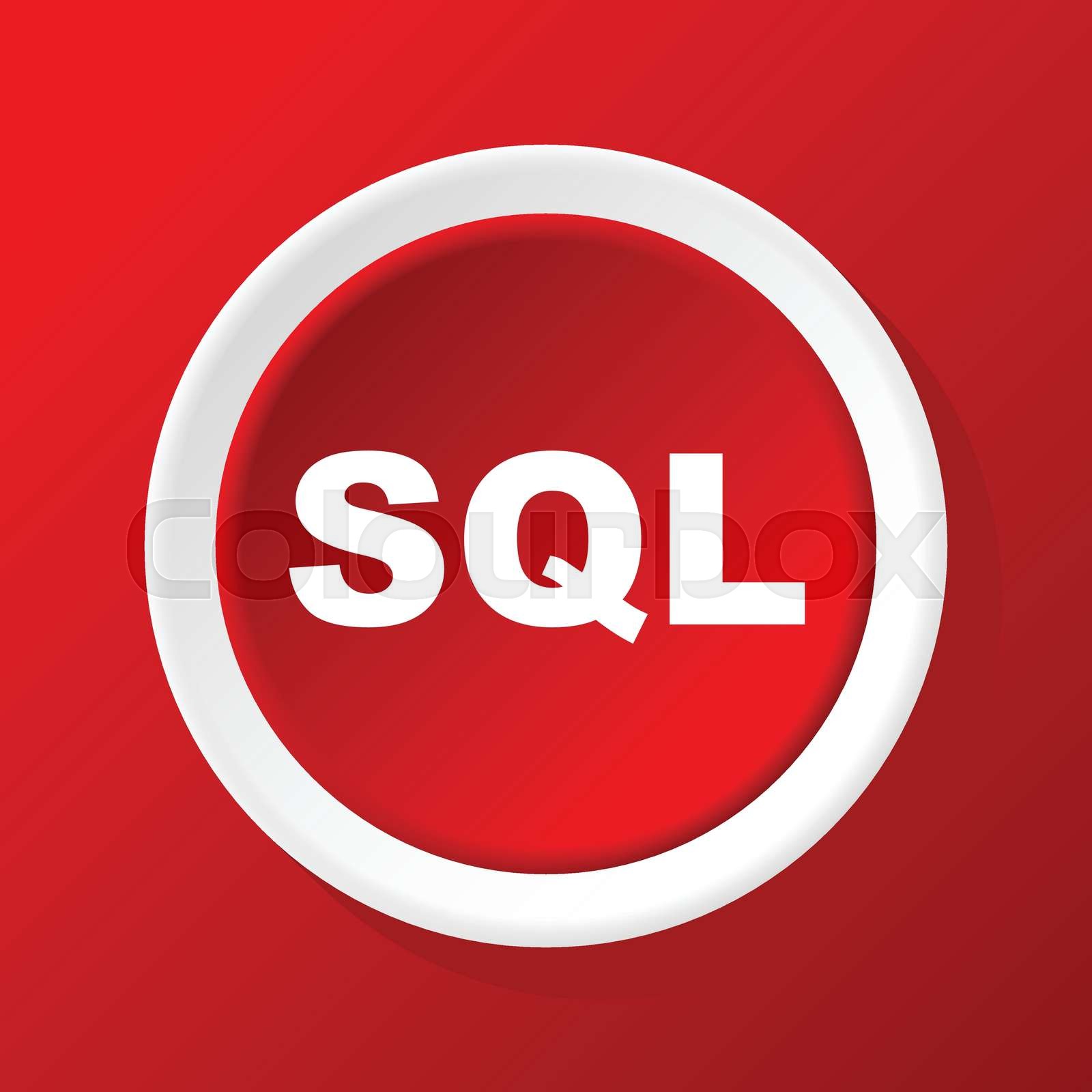 SQL icon on red | Stock vector | Colourbox