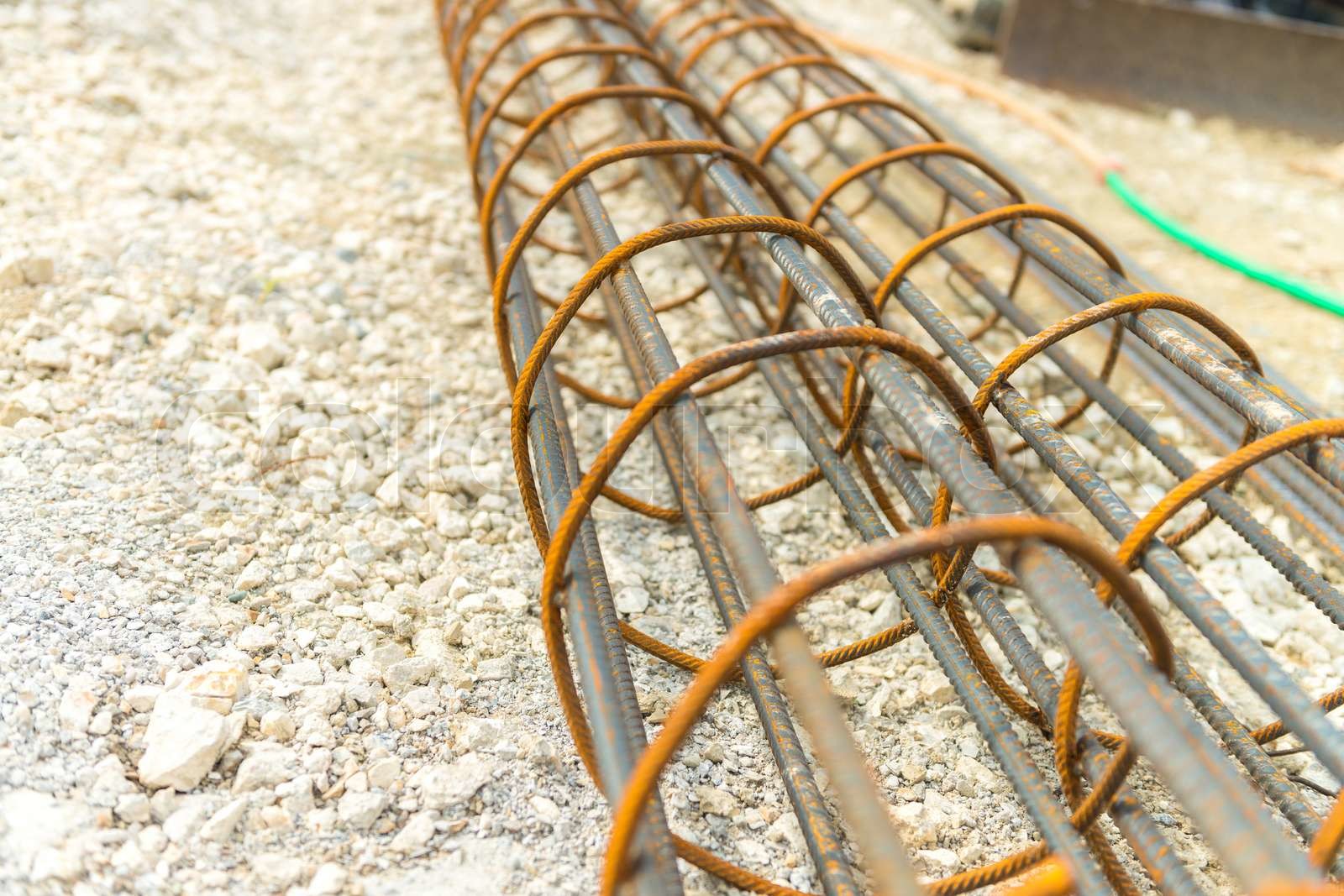 Steel reinforcement of piling work Stock image Colourbox