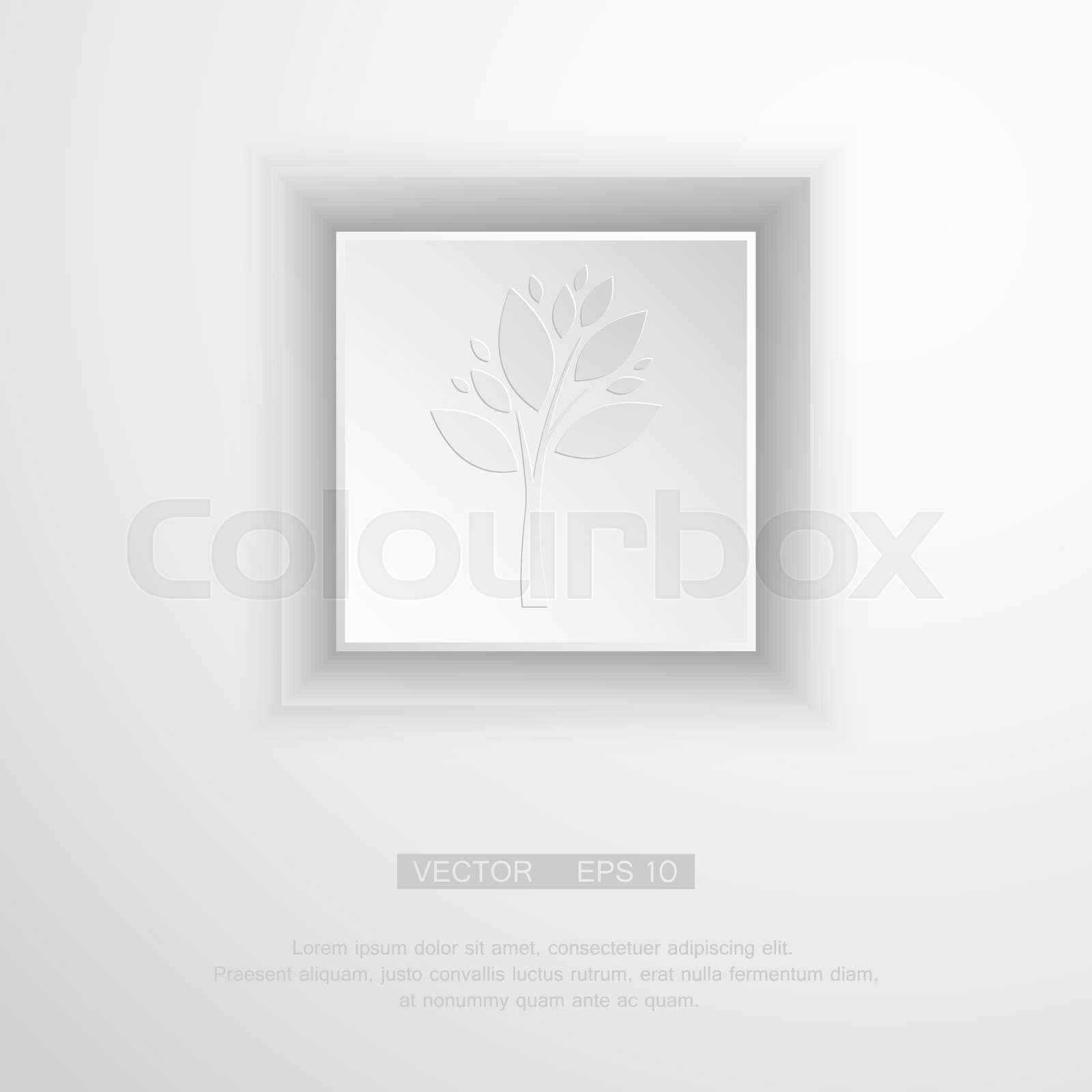 Beautiful white paper tree with shadow, simple design | Stock vector ...
