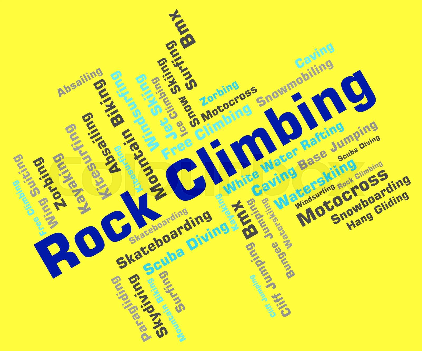 Rock Climbing Represents Extreme Climber And Rock Climbing Stock