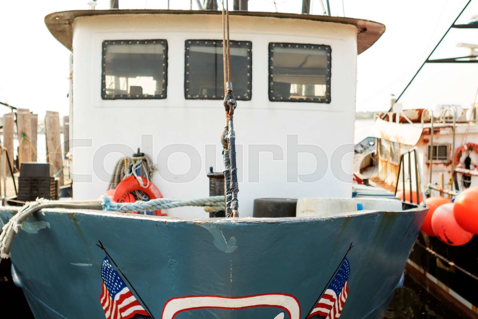 Commercial fishing boat equipment. Stock image Colourbox