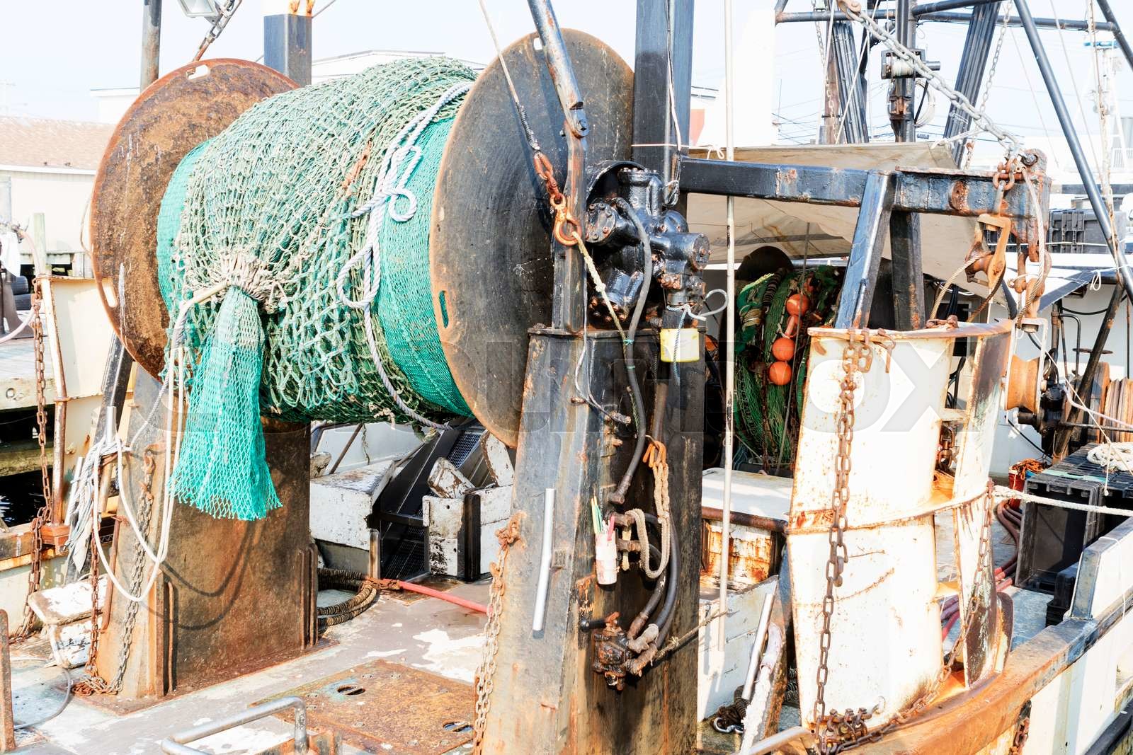 Commercial fishing boat equipment. Stock image Colourbox