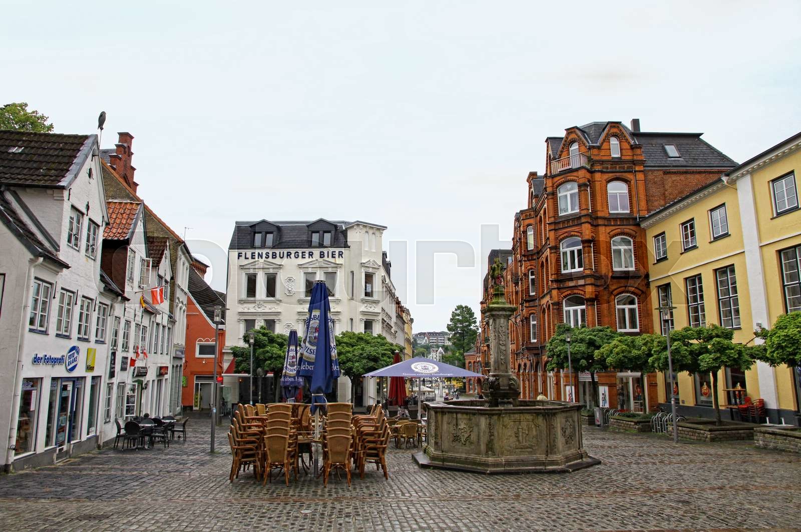 Square in center of Flensburg city, Germany Stock image Colourbox