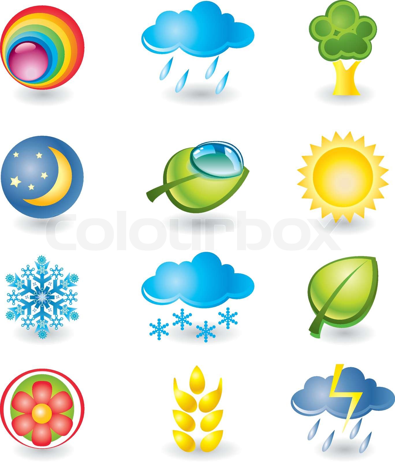 Set of design elements. Nature and weather | Stock vector | Colourbox