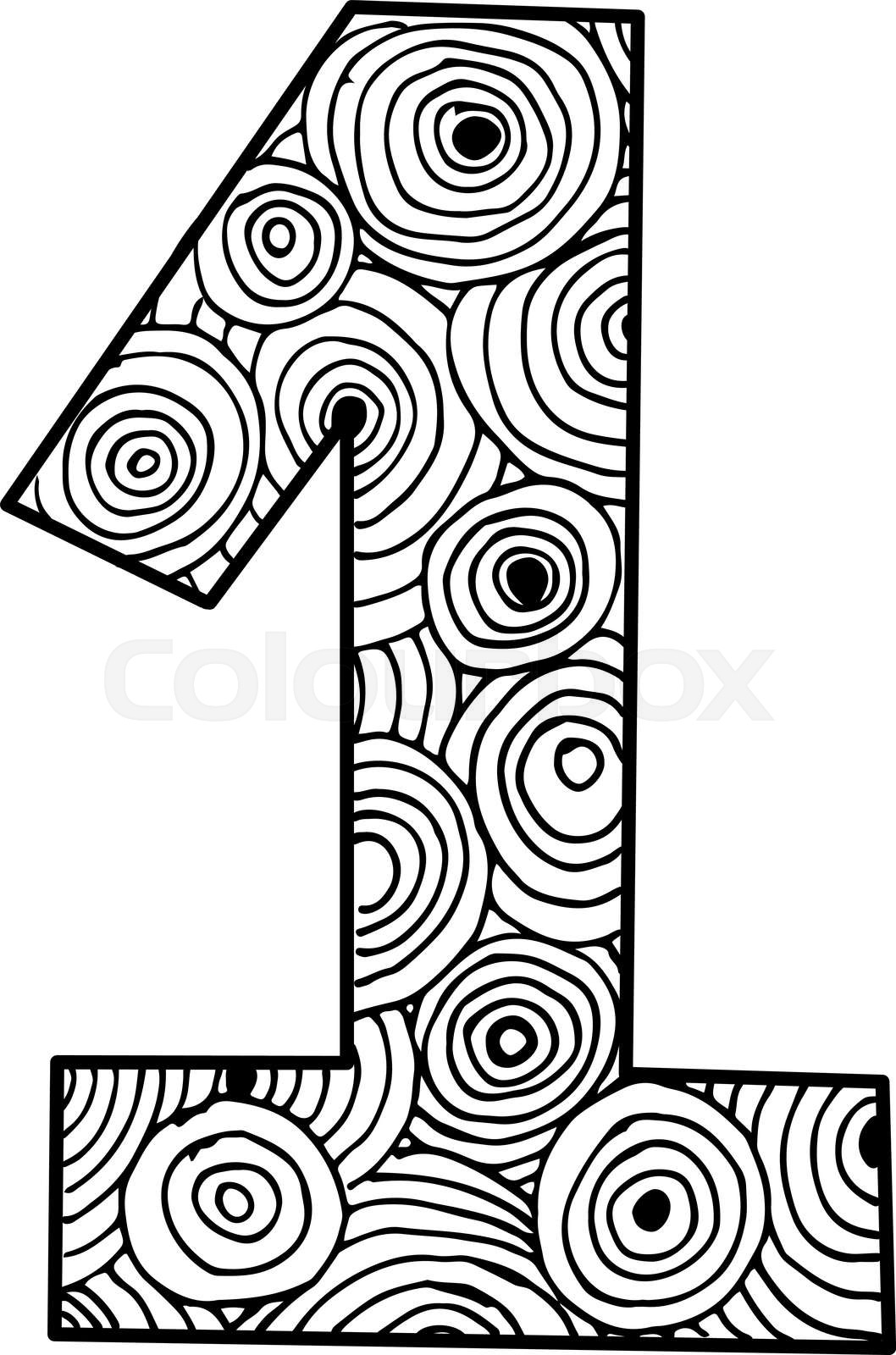 number one hand doodle | Stock vector | Colourbox
