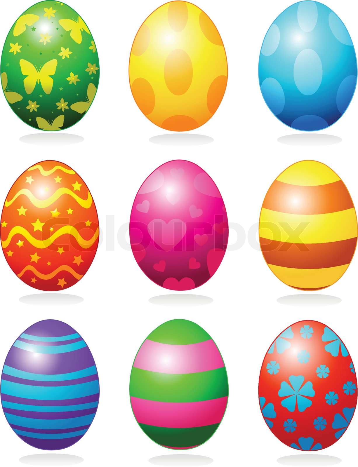  neun fein bemalte Eier für Ostern entwickelt 