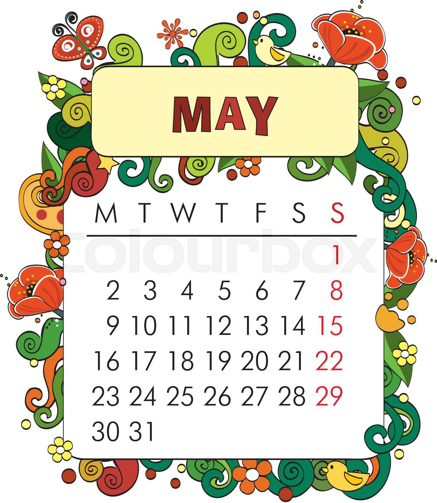 Decorative calendar - May | Stock vector | Colourbox