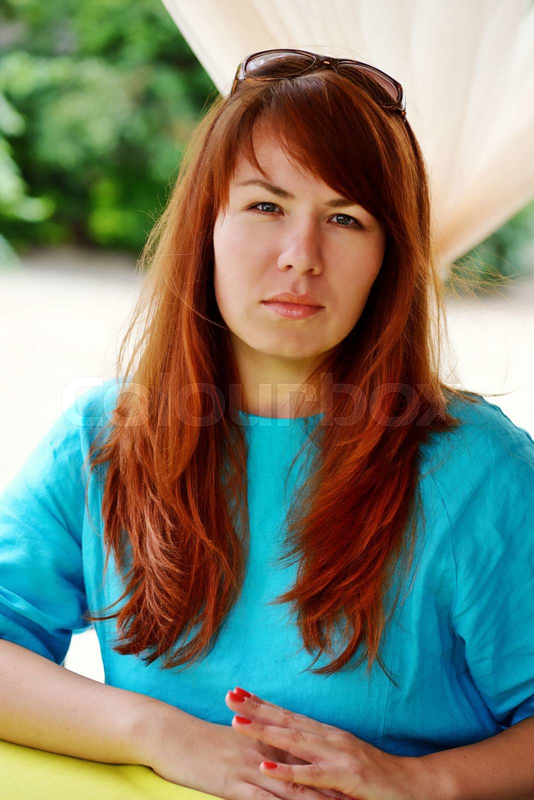 redhead woman Stock image Colourbox