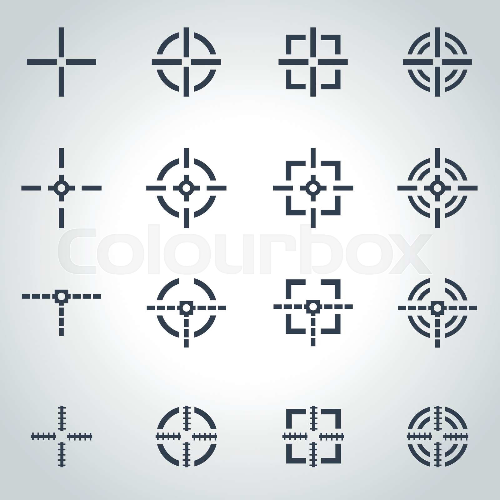 Vector black crosshair icon set | Stock vector | Colourbox