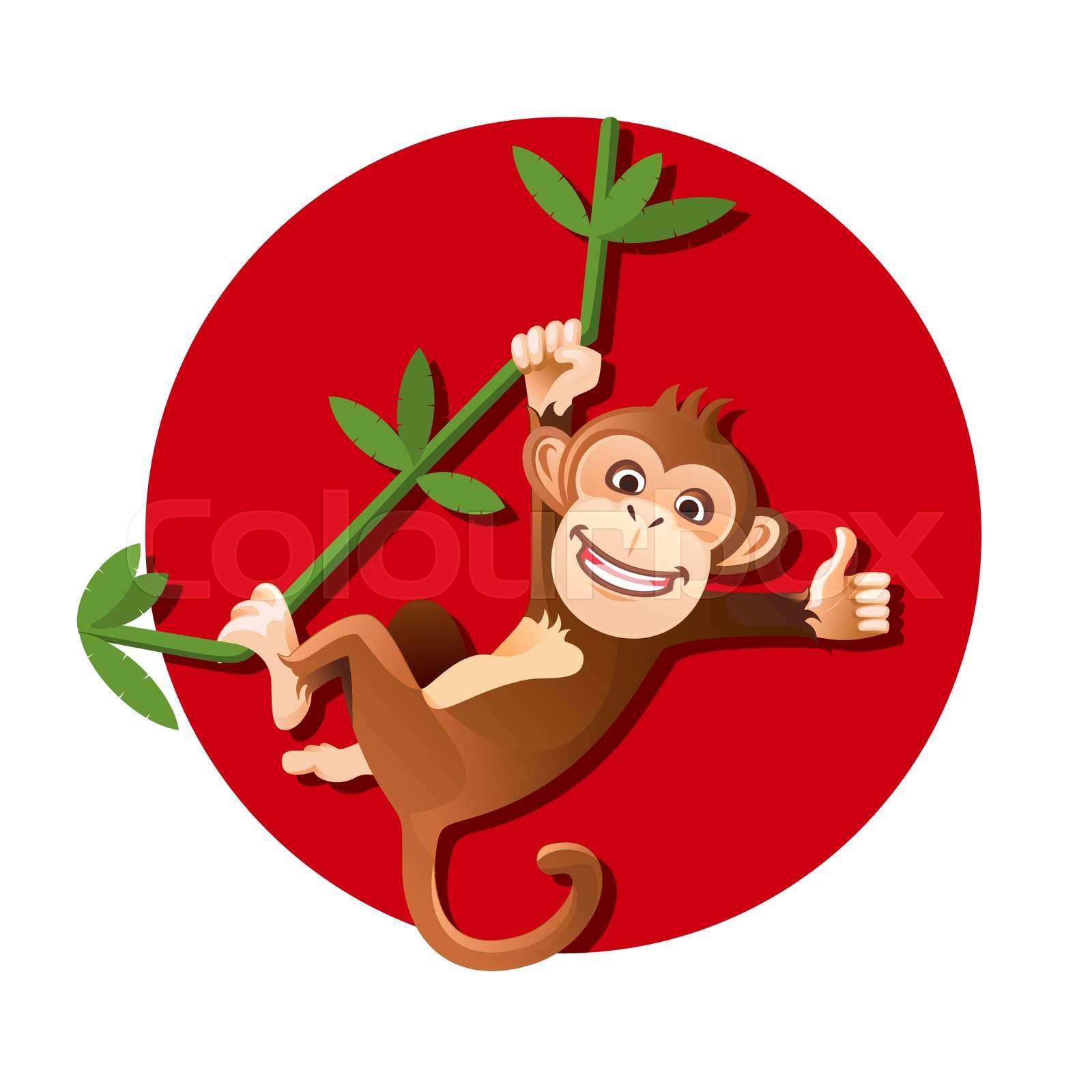 Monkey hanging on the tree | Stock vector | Colourbox