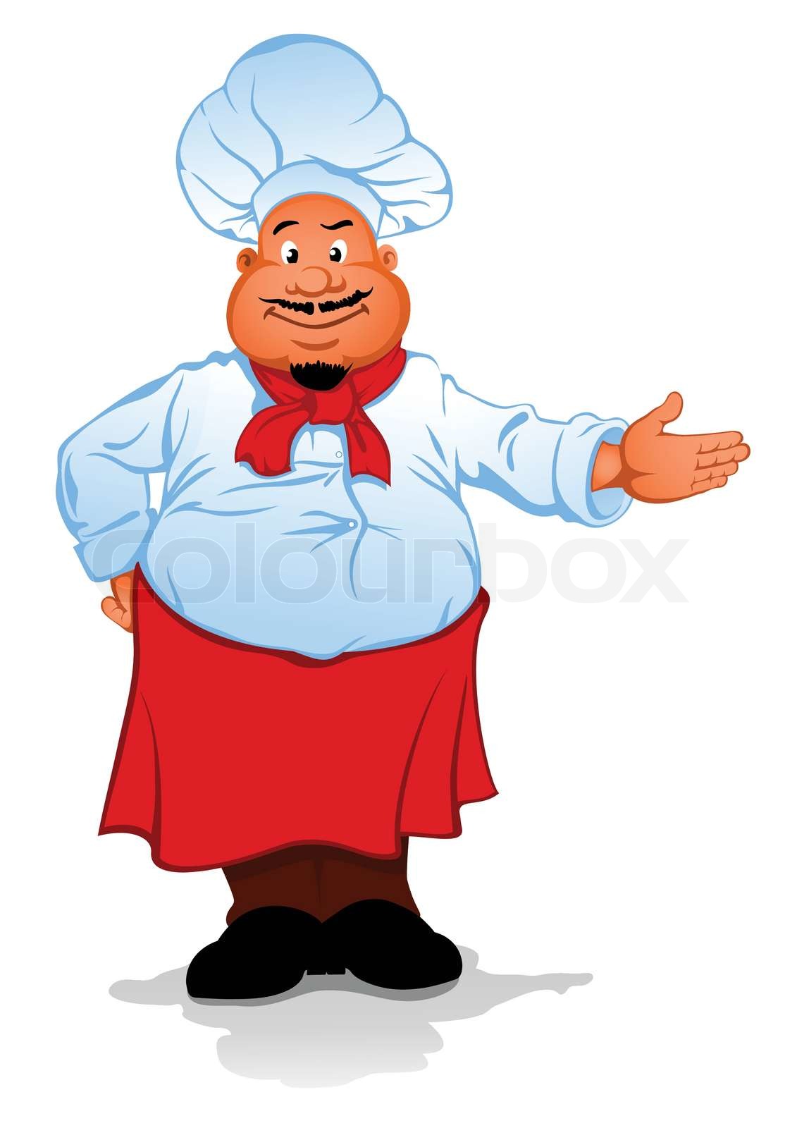 Fat chef invites you to try... | Stock vector | Colourbox