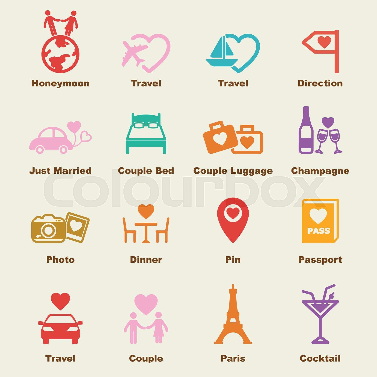 Honeymoon Elements Stock Vector Colourbox