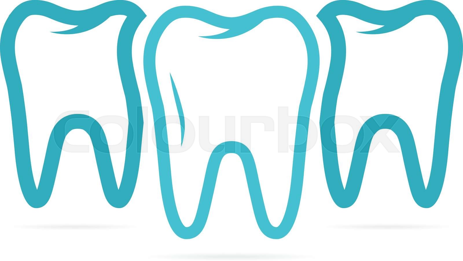 Set of three teeth on white background | Stock vector | Colourbox