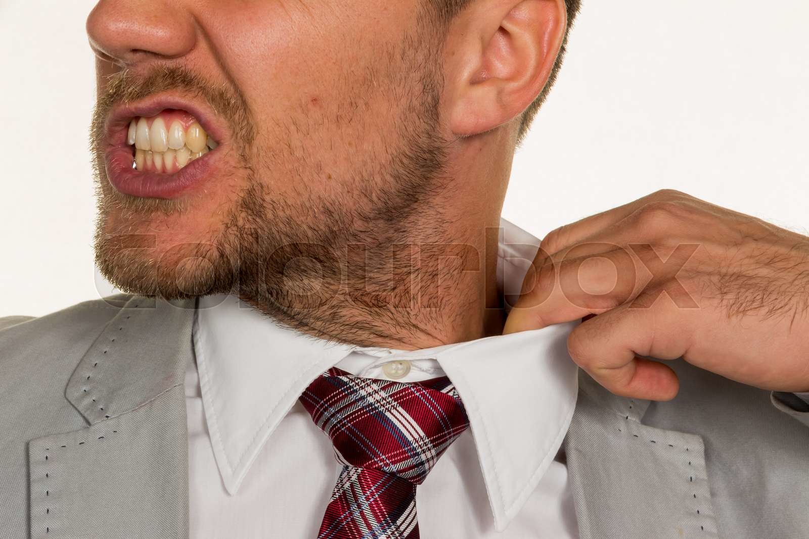 Man blows his top stock image colourbox