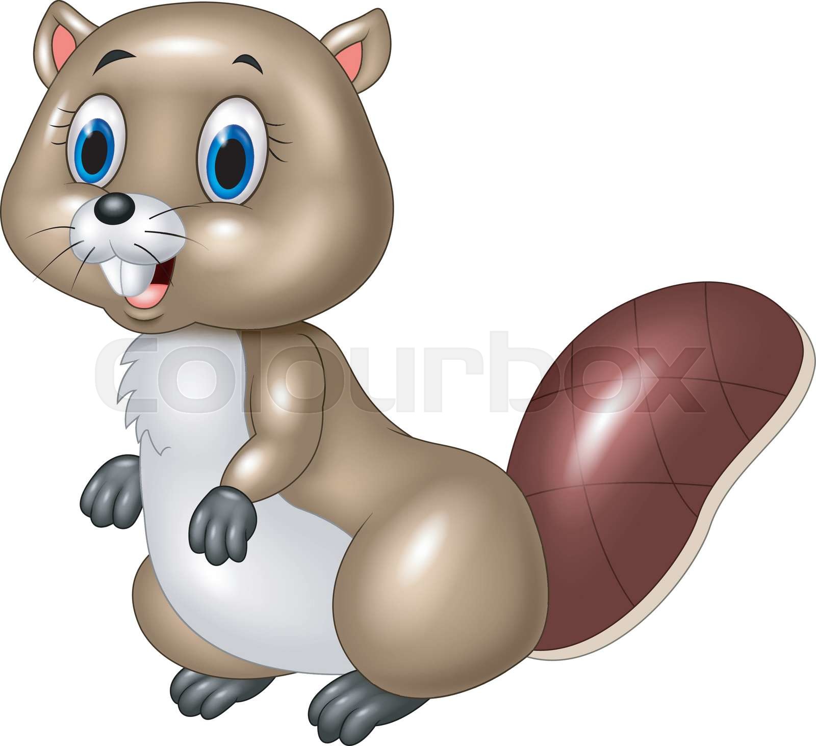 Cute smile beaver cartoon | Stock vector | Colourbox