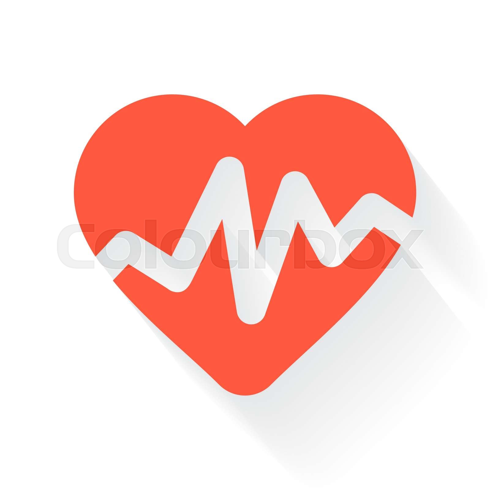 Orange Heart Rate Pulse symbol with drop shadow on white background