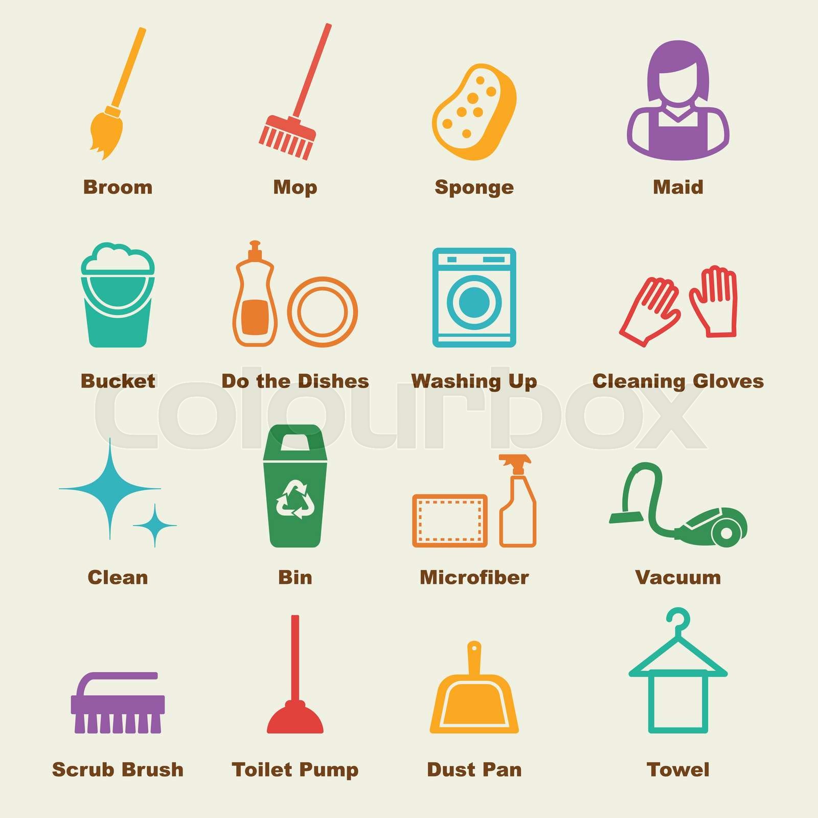 cleaning elements Stock vector Colourbox