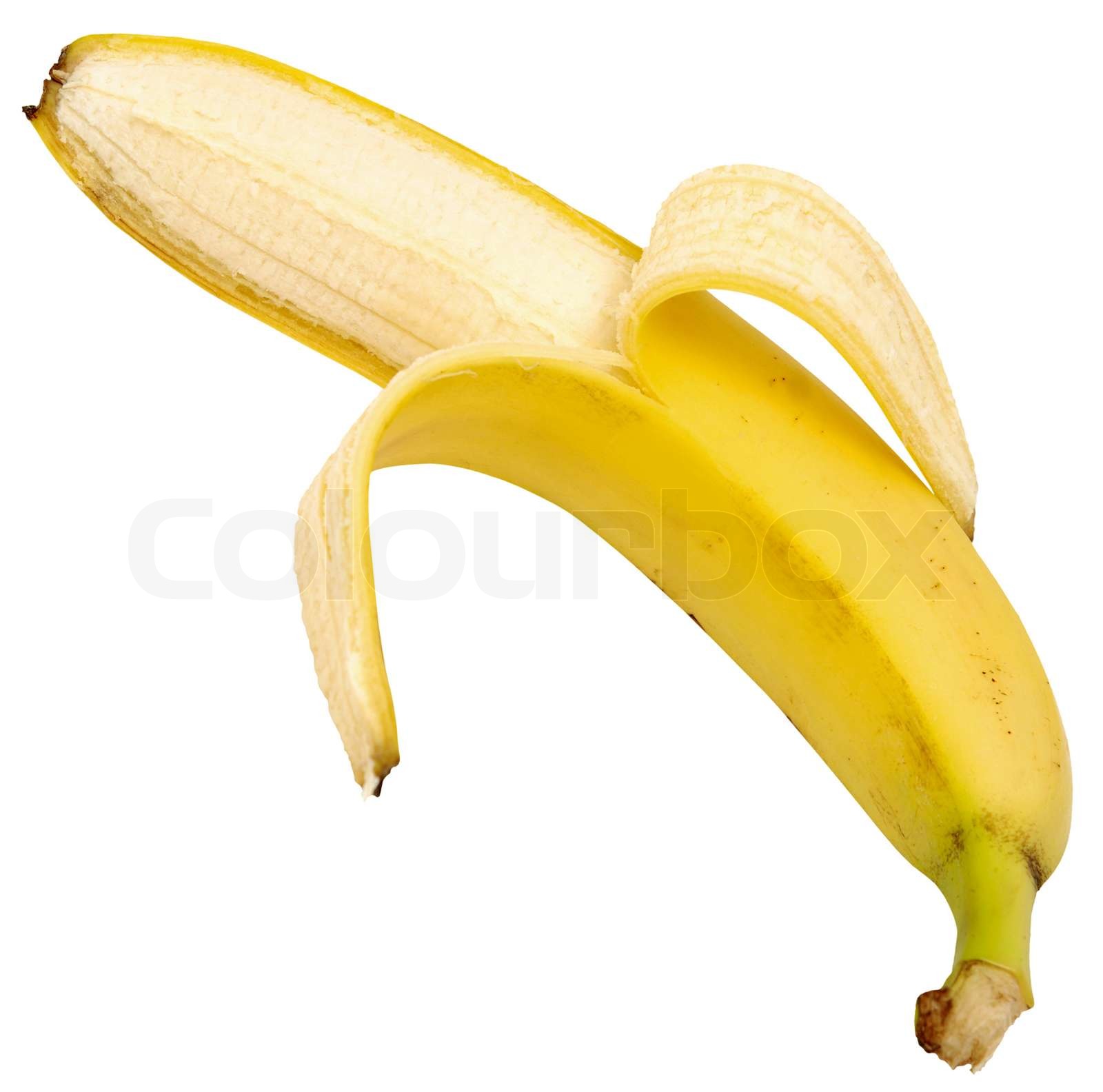 banan ryddet af en skræl isoleret på en hvid | Stock foto | Colourbox