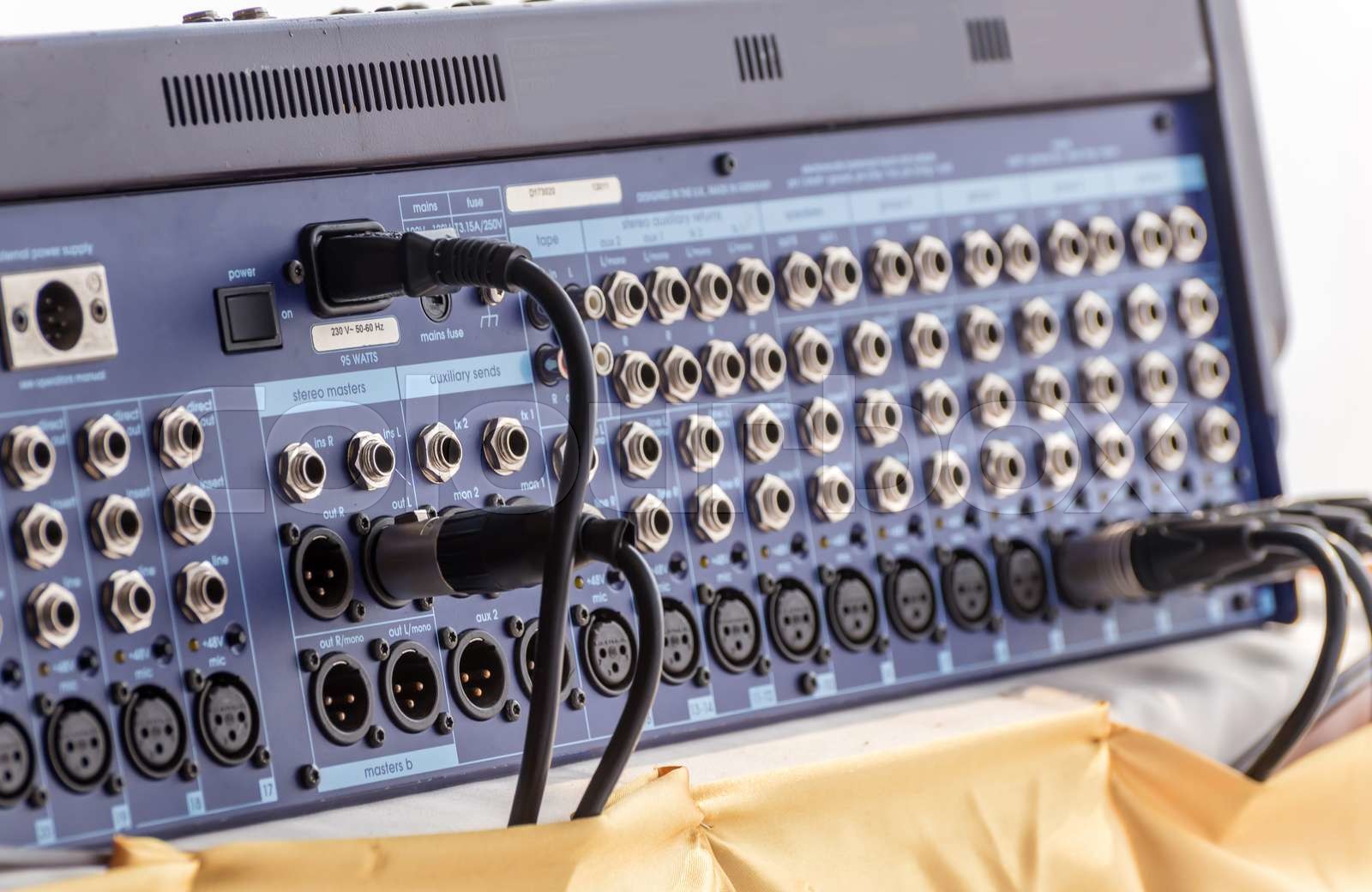 Jack audio connectors is connected to sound mixer | Stock image | Colourbox
