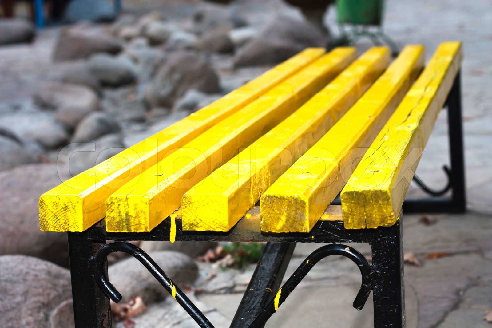 yellow bench Stock image Colourbox