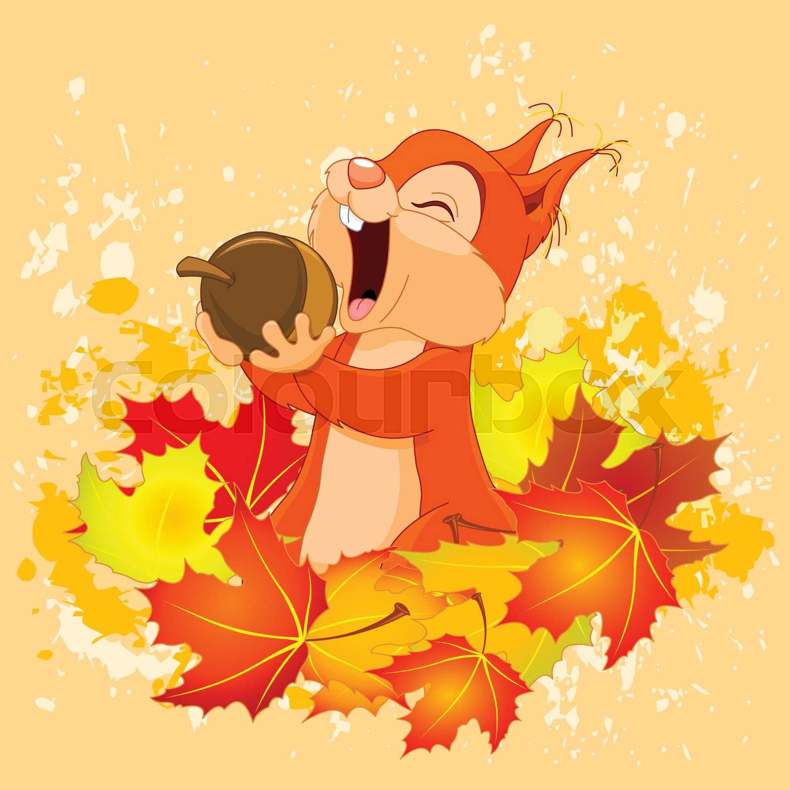 Squirrel Eats Nut | Stock vector | Colourbox