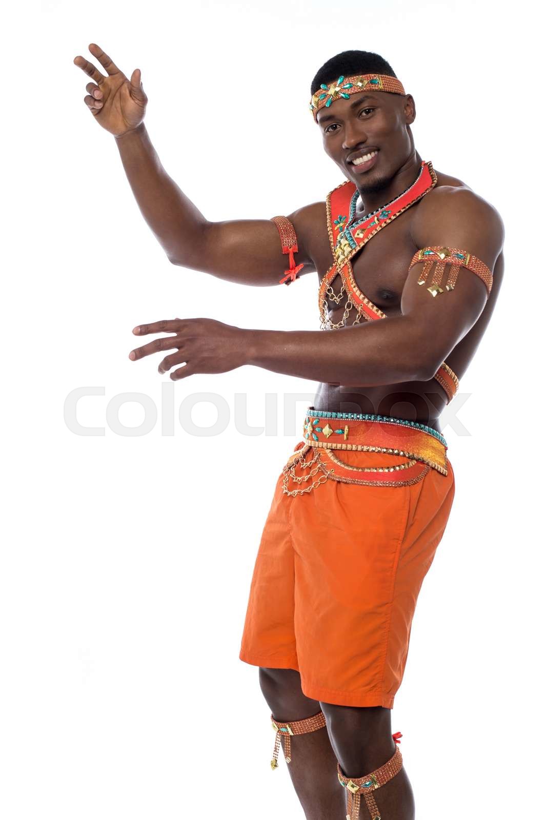 Male samba dancer isolated on white Stock image Colourbox