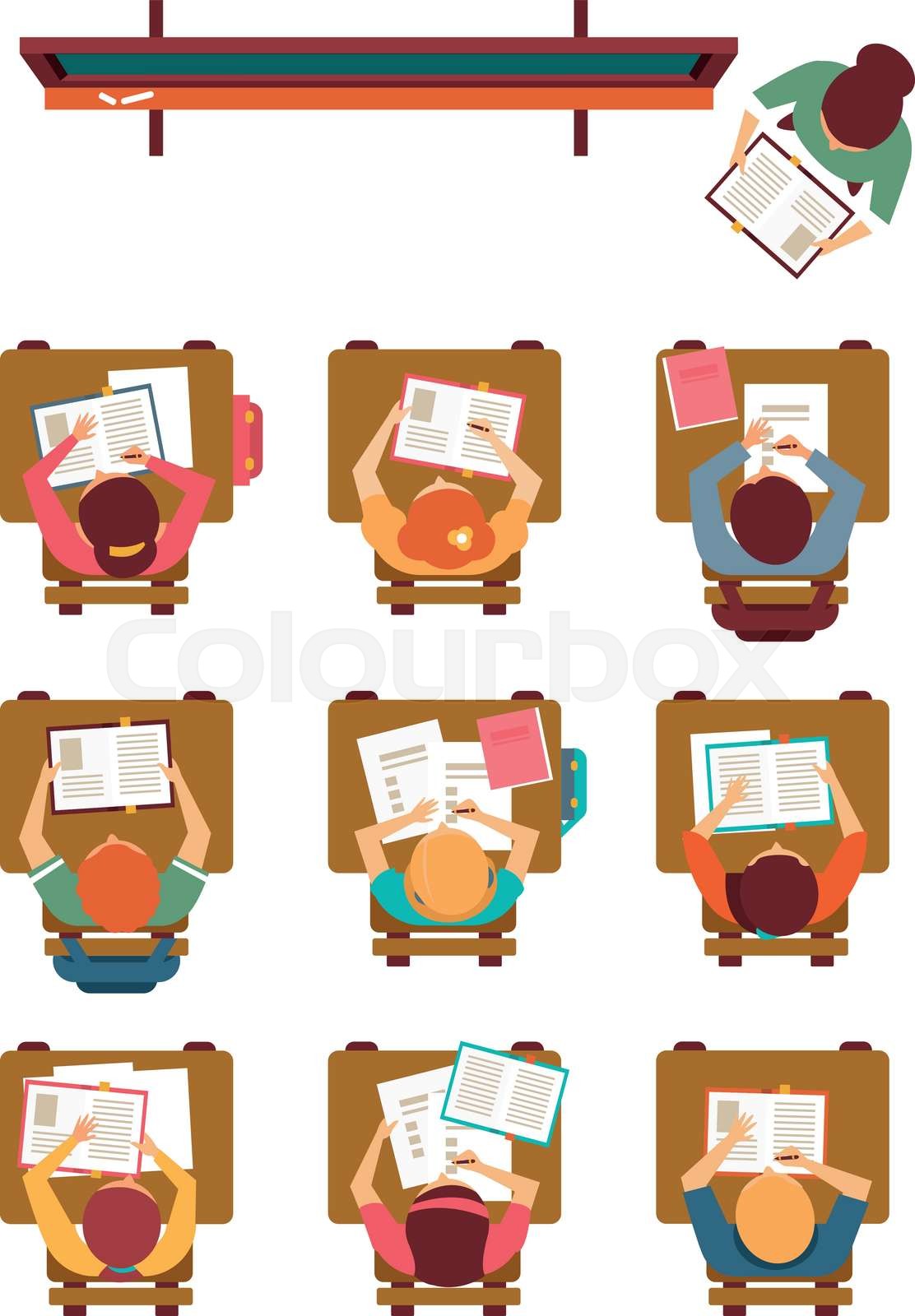 Classroom Top View in Flat design | Stock vector | Colourbox