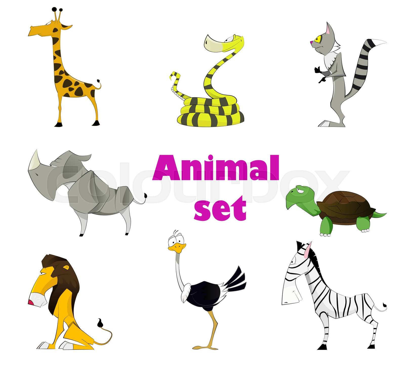 Cute Animal Set Stock Vector Colourbox