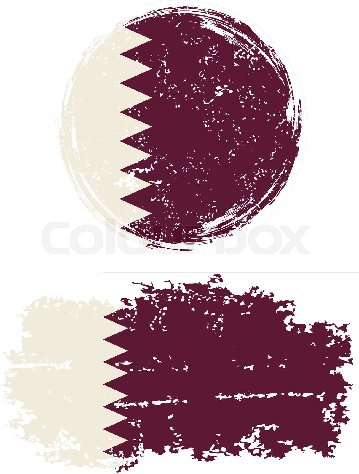 Qatari round and square grunge flags. Vector illustration. | Stock ...