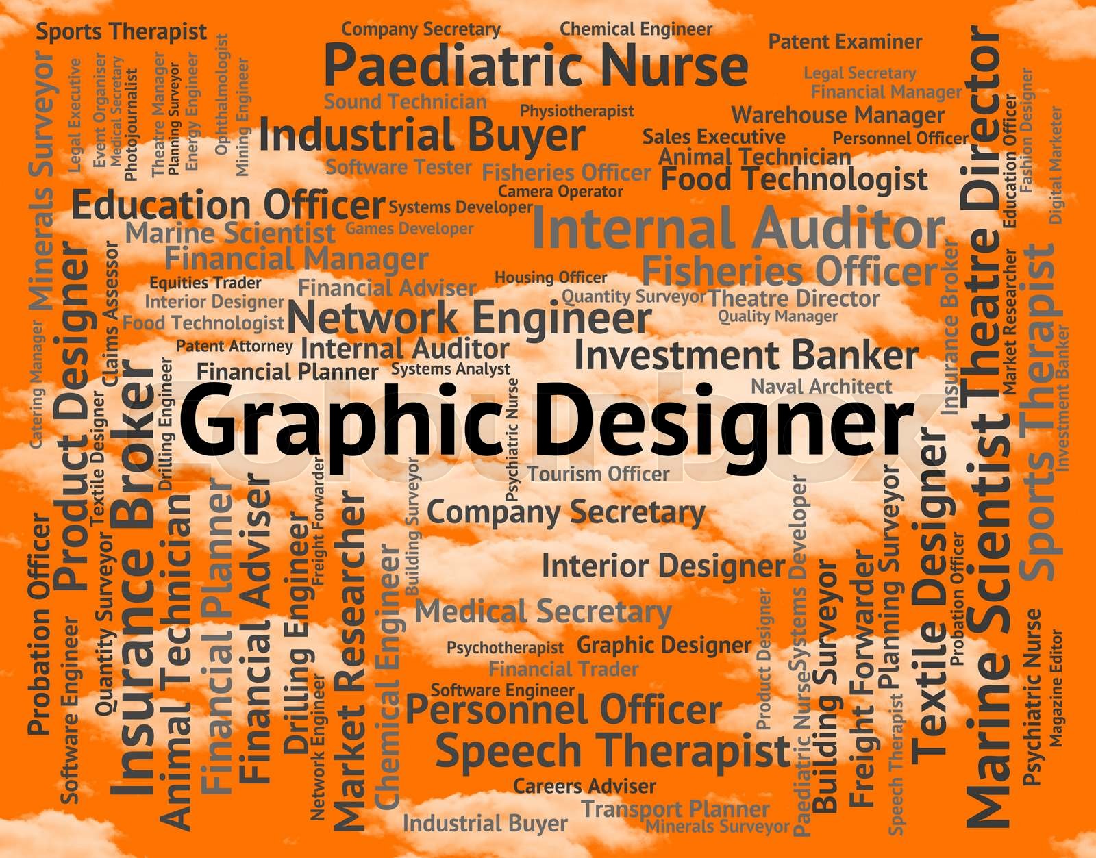 Graphic Designer Represents Designs Words And Pictorial | Stock image