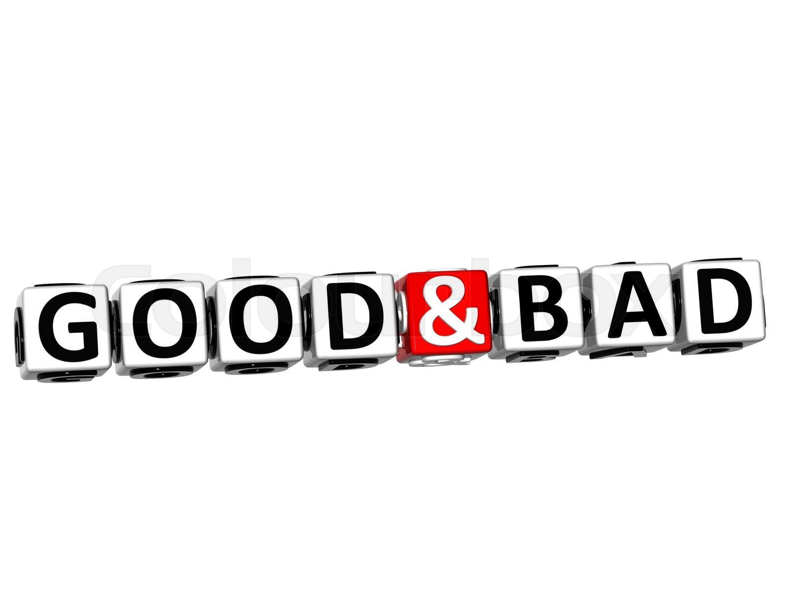 3D Good And Bad Button Click Here Block Text Stock image Colourbox
