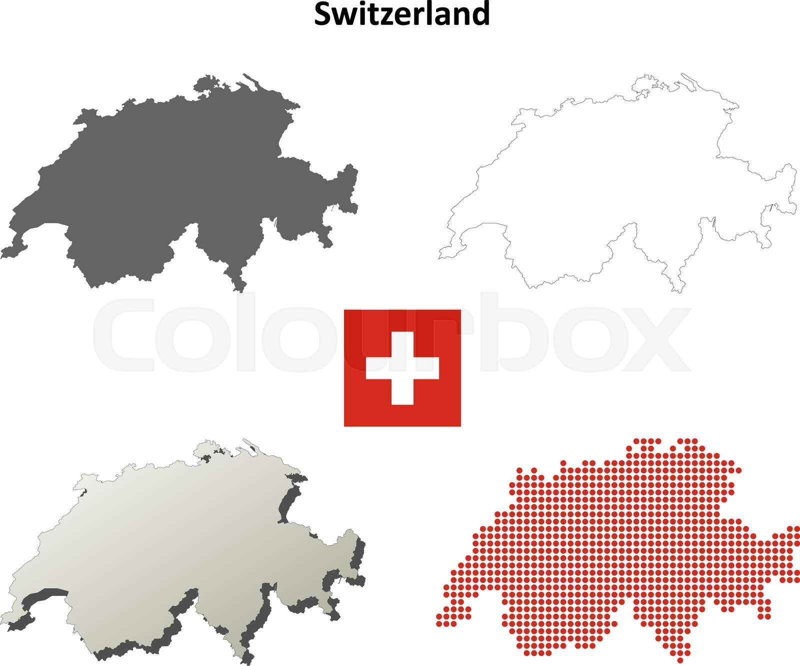 Switzerland outline map set Stock vector Colourbox