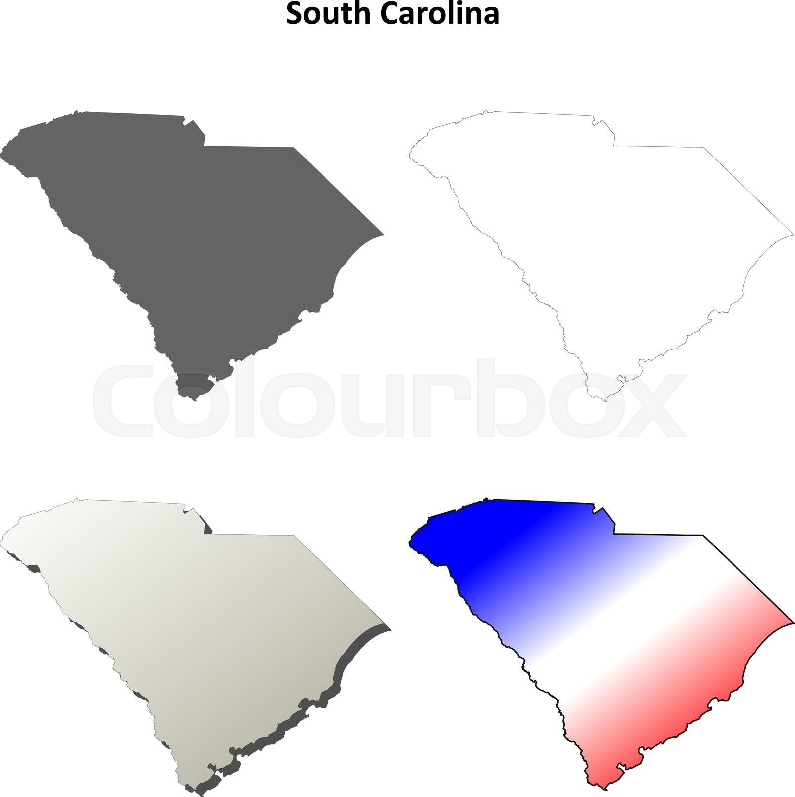South Carolina outline map set | Stock vector | Colourbox