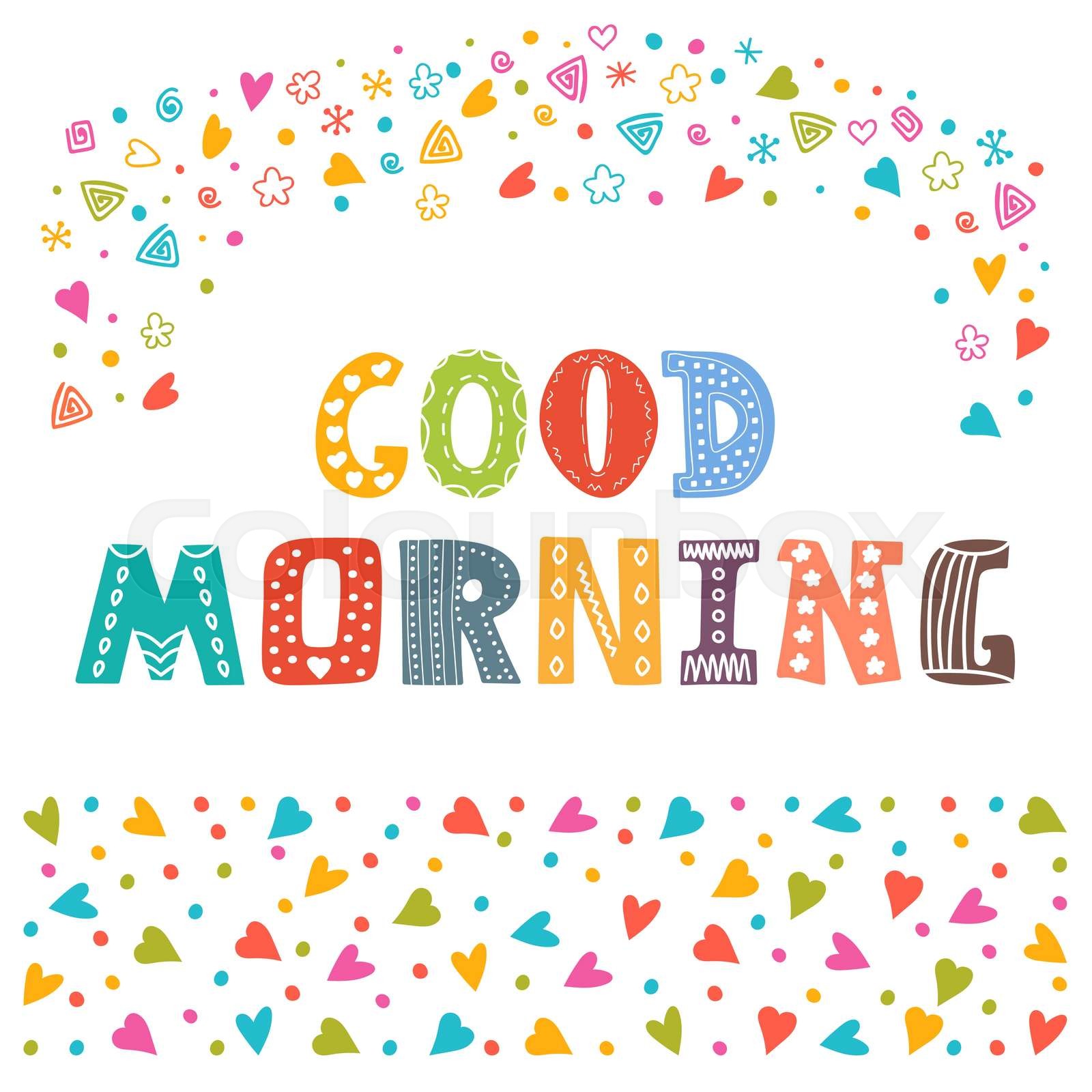 Good morning Hand draw illustration Cute postcard with funny design