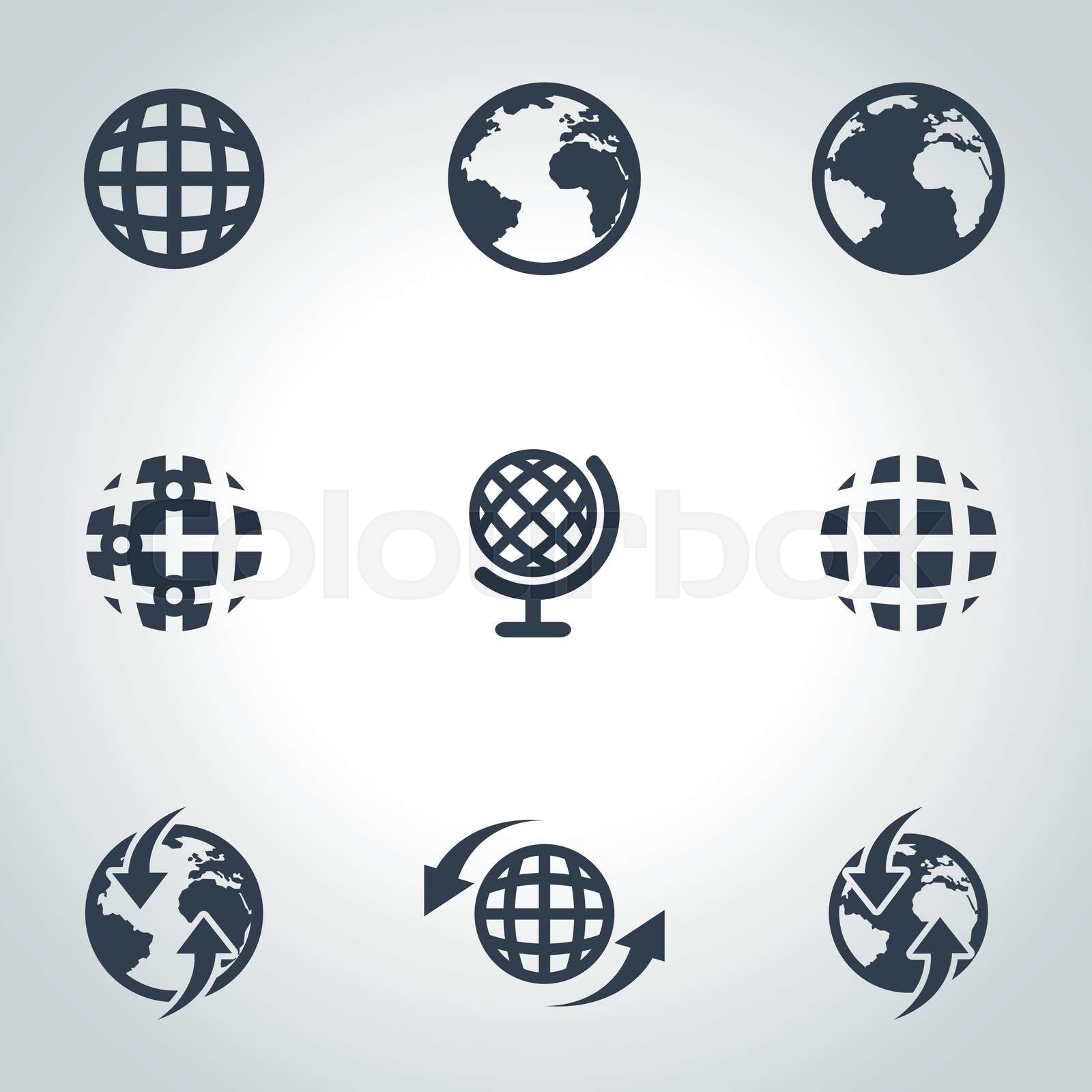 Vector black world map icon set | Stock vector | Colourbox