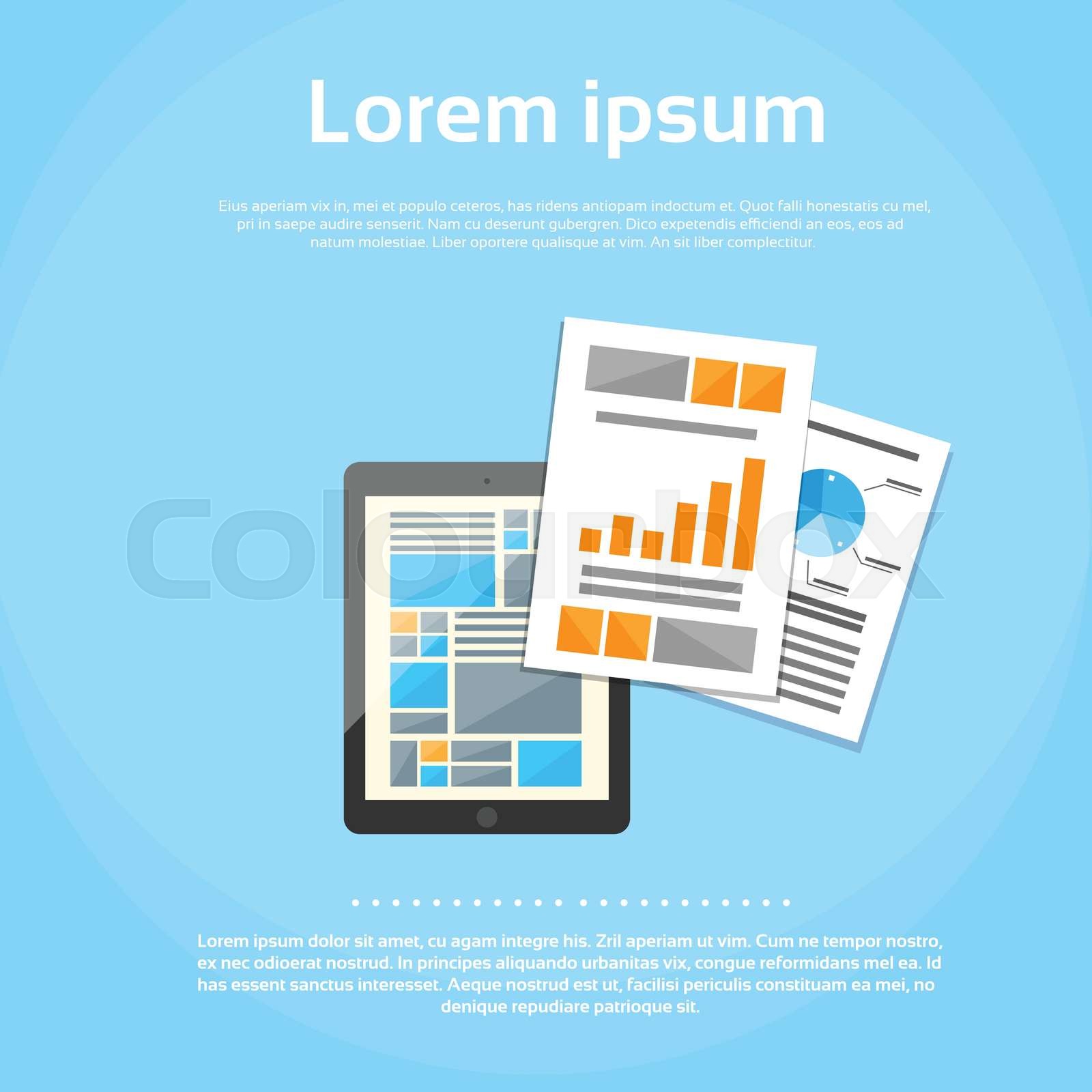 Tablet Computer Finance Chart Infographics Web Page Digital Stock