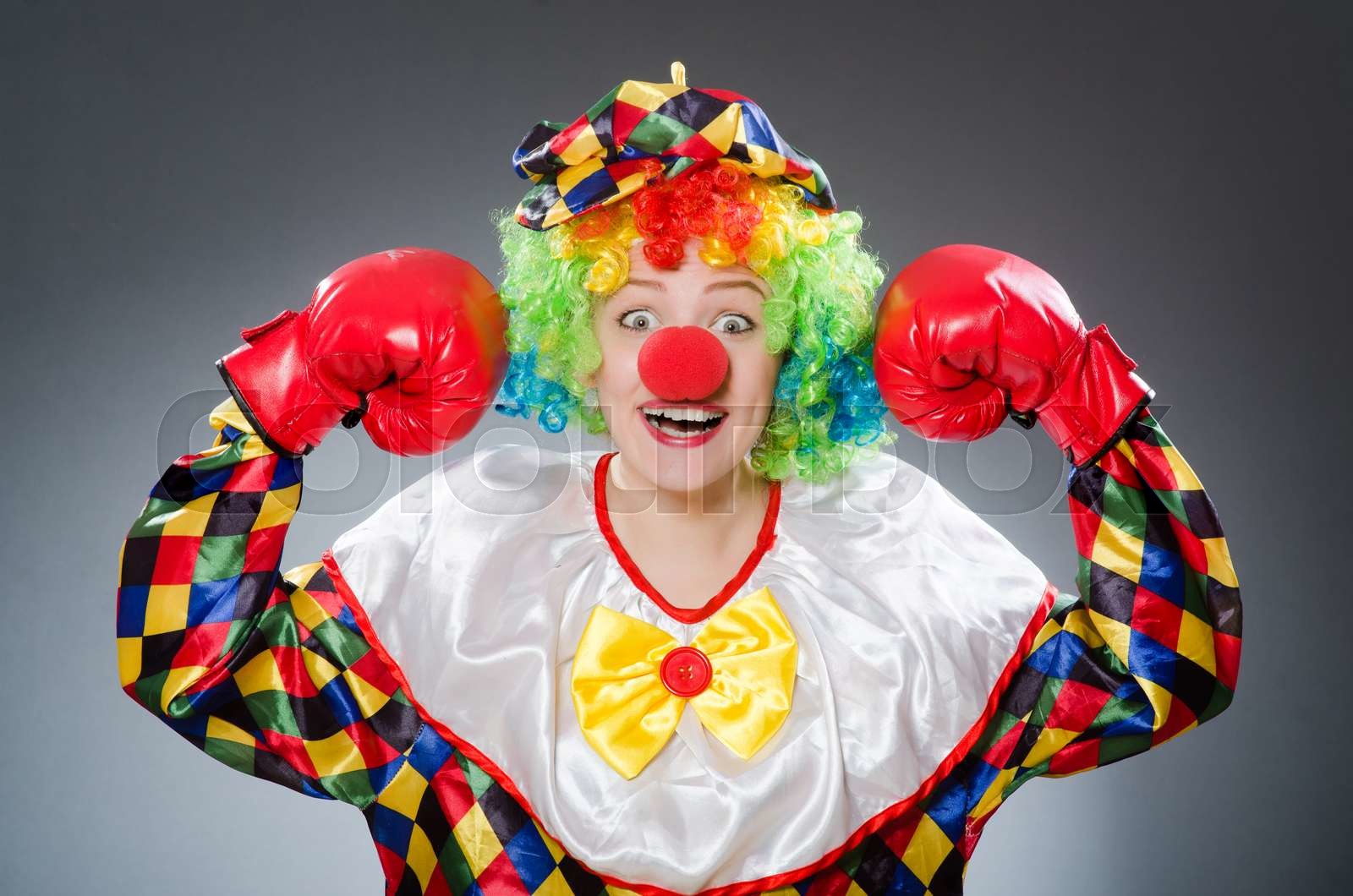 Funny clown with boxing gloves | Stock image | Colourbox