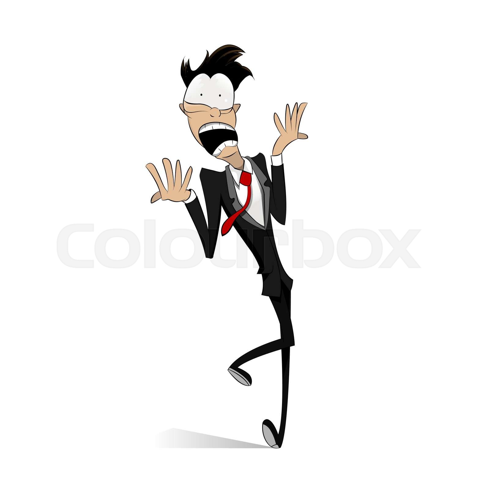 Panic Businessman Cartoon Stock Vector Colourbox