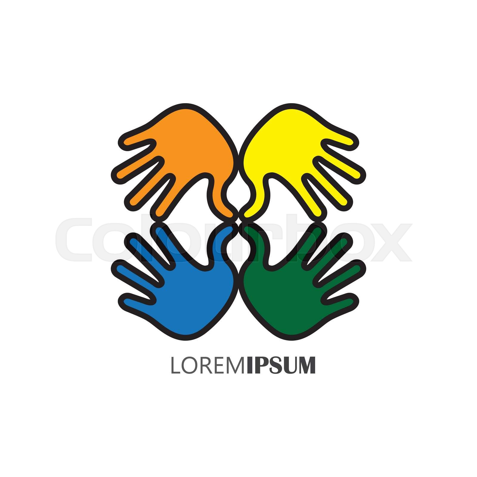 creative hand icons, people's hand above each other - unity concept ...