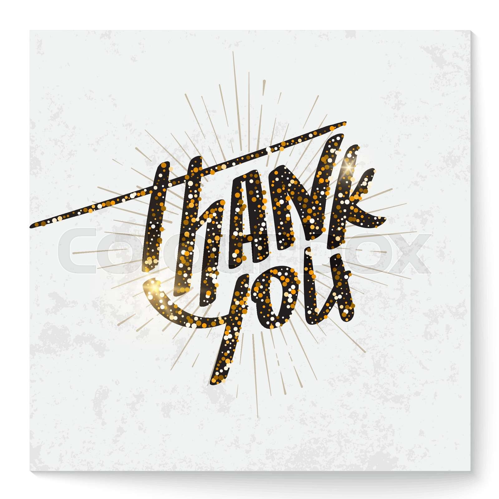 Square thank you card with modern lettering made of glitter | Stock