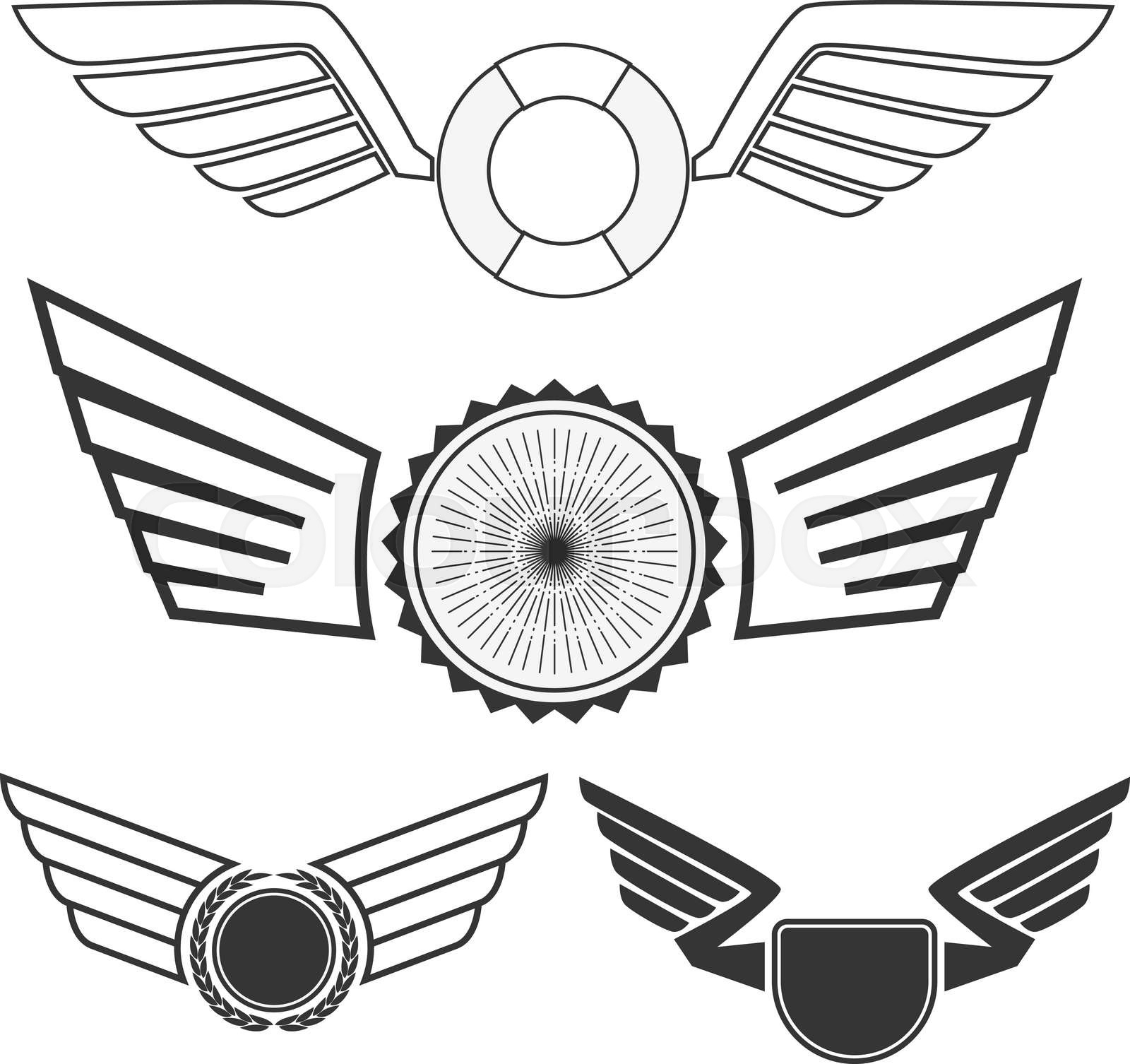 Emblems with wings | Stock vector | Colourbox