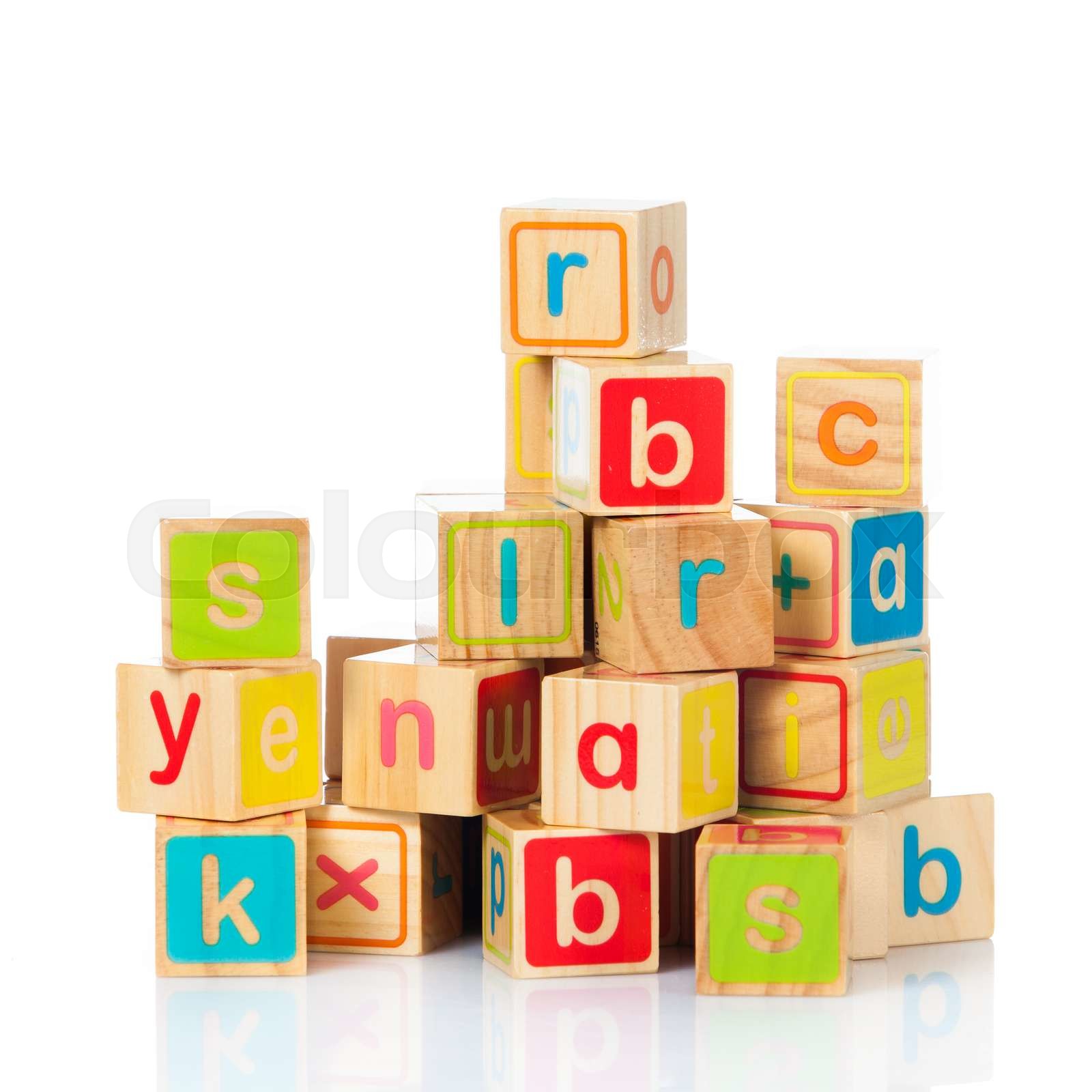 wooden toy cubes with letters. Wooden alphabet blocks. | Stock image ...