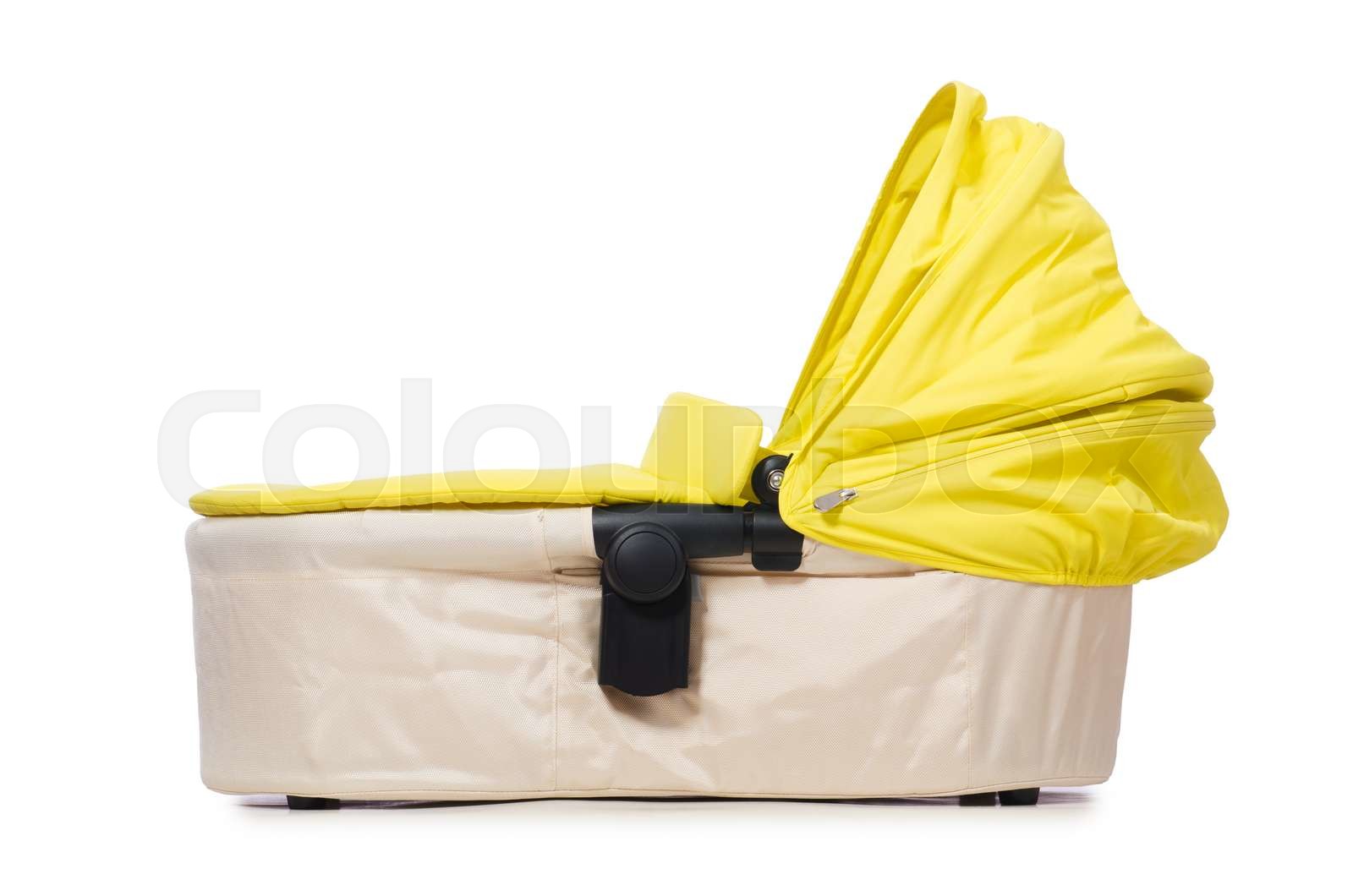 Baby carrycot isolated on white Stock image Colourbox