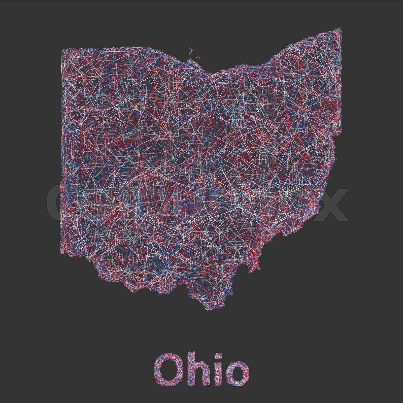 Ohio line art map Stock vector Colourbox