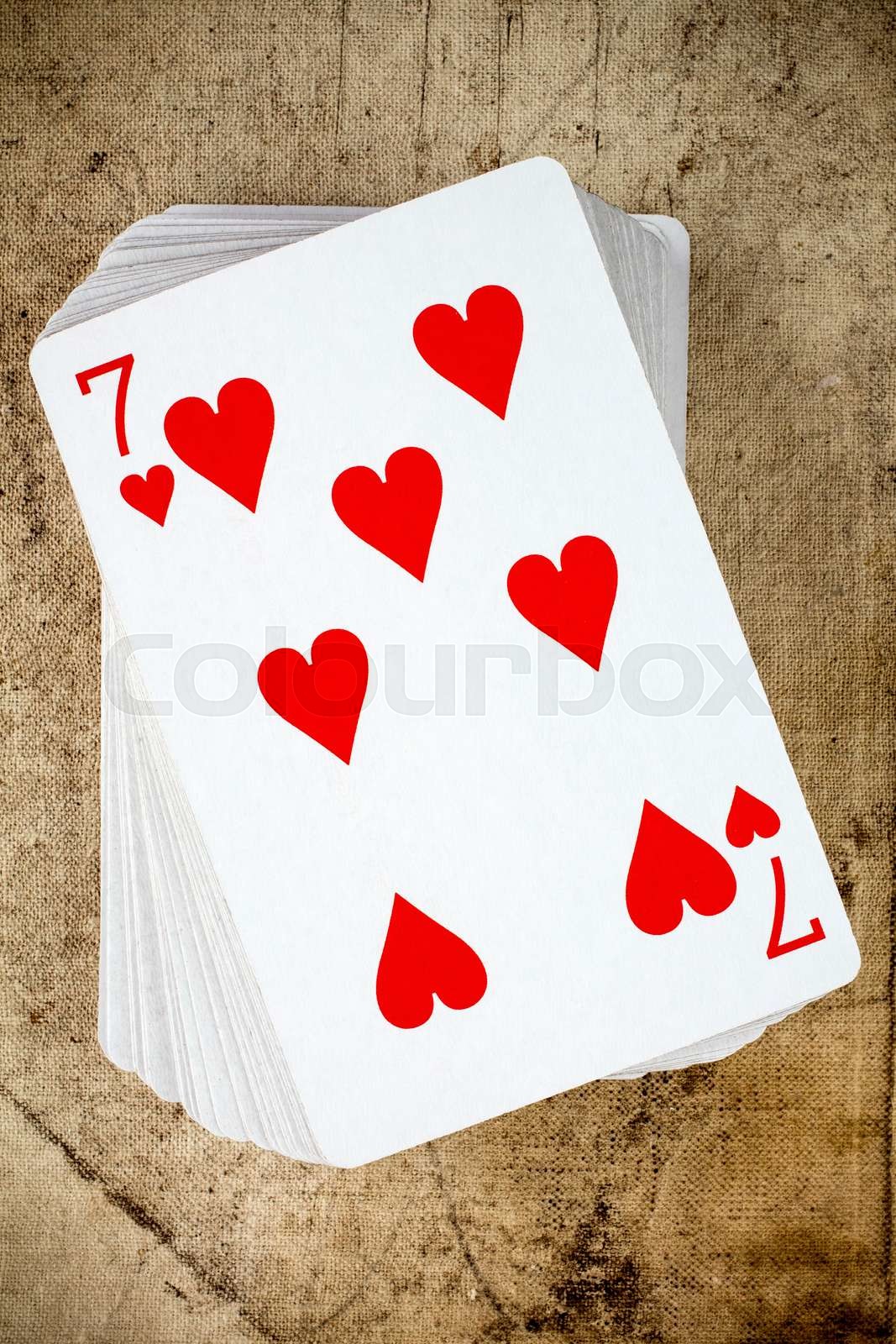 Seven of hearts playing card | Stock image | Colourbox