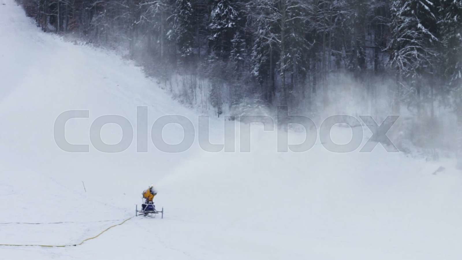 Snow machine gun on a ski slope. Stock video Colourbox