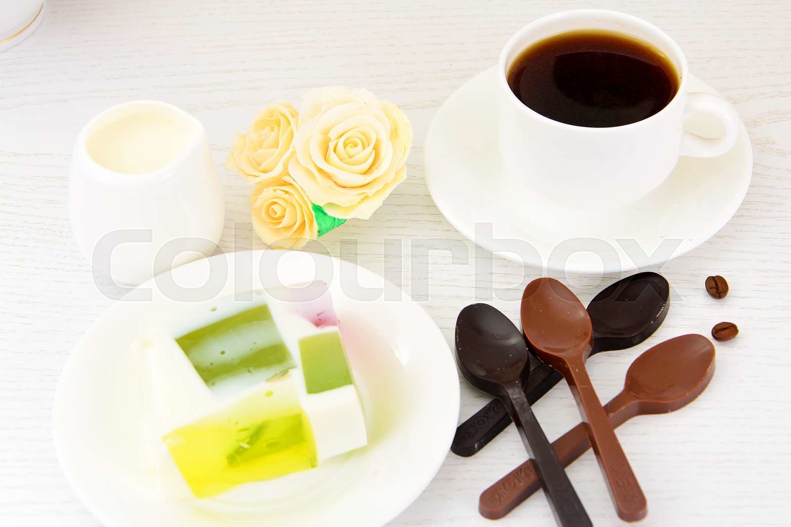Diet Dessert Fruit Jelly, Gelatin and Tea. Stock image Colourbox