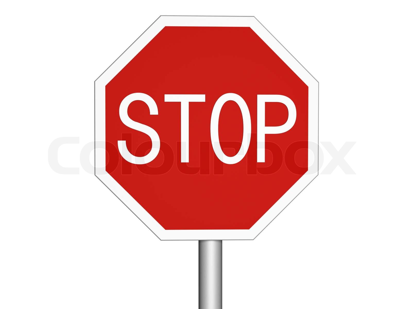 StoppSchild Symbol auf weißem Hintergrund Stock Bild Colourbox
