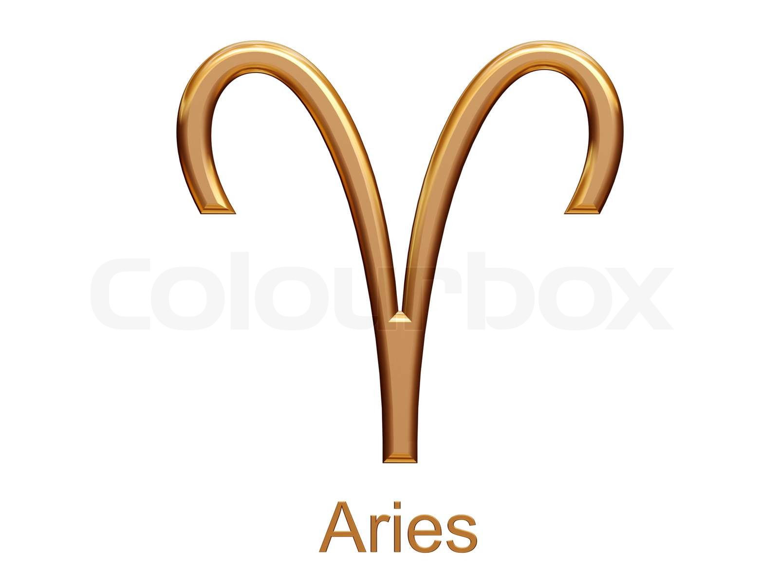 Widder - golden astrologischen Sternzeichen Symbol auf weißem